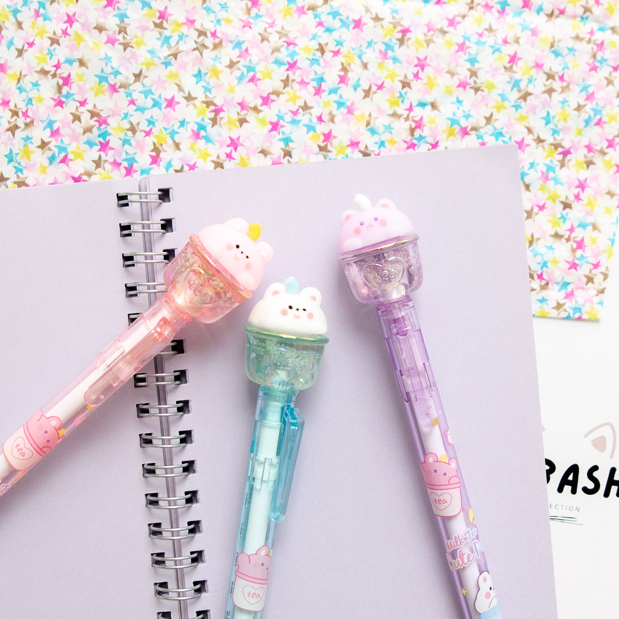Stylo Gel Cristal Kawaii - Ourson & Bubble Tea