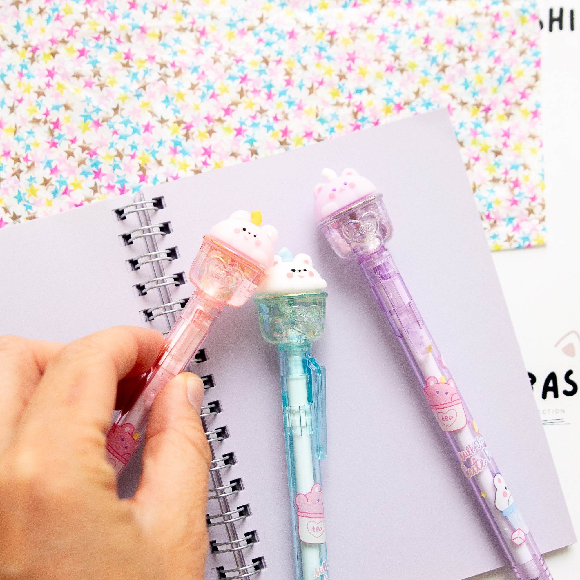 Stylo Gel Cristal Kawaii - Ourson & Bubble Tea