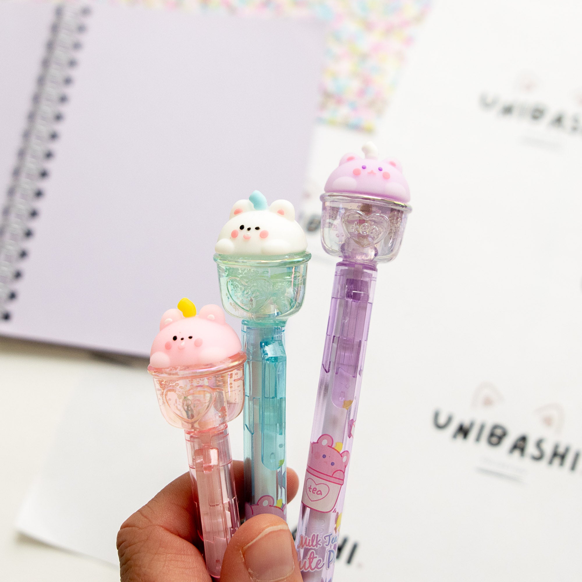 Stylo Gel Cristal Kawaii - Ourson & Bubble Tea