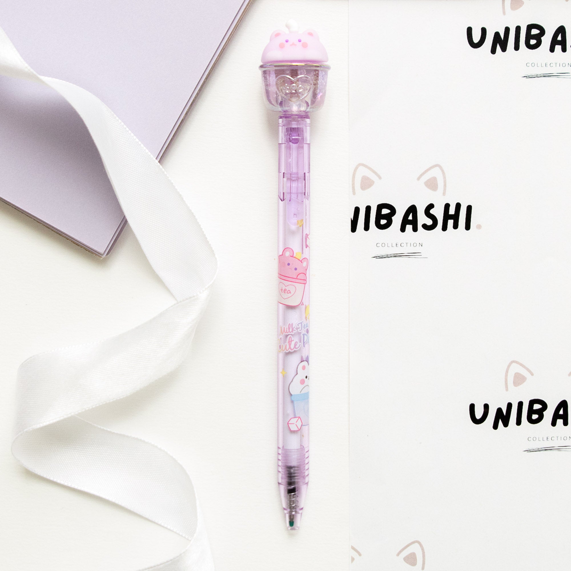 Stylo Gel Cristal Kawaii - Ourson & Bubble Tea