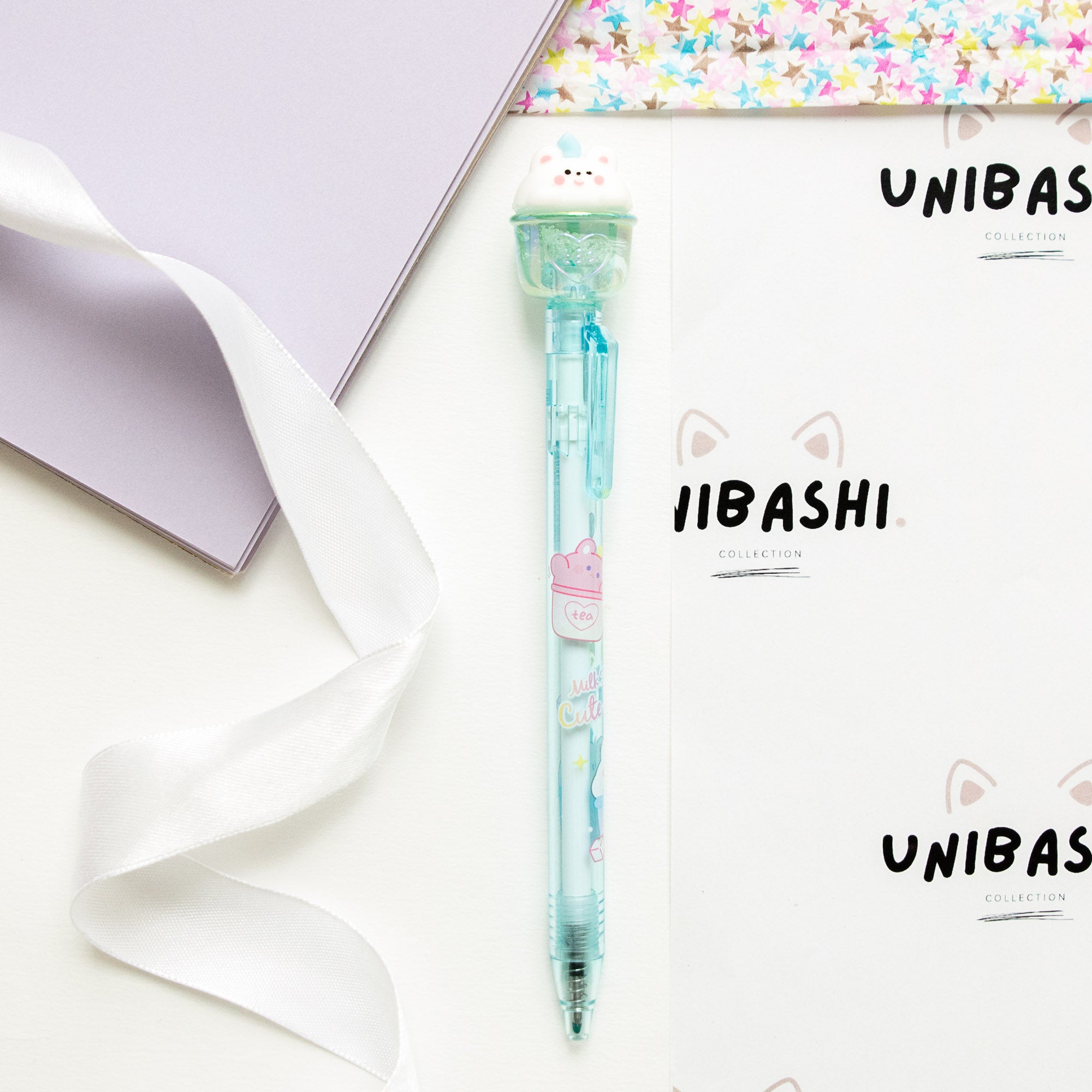 Stylo Gel Cristal Kawaii - Ourson & Bubble Tea