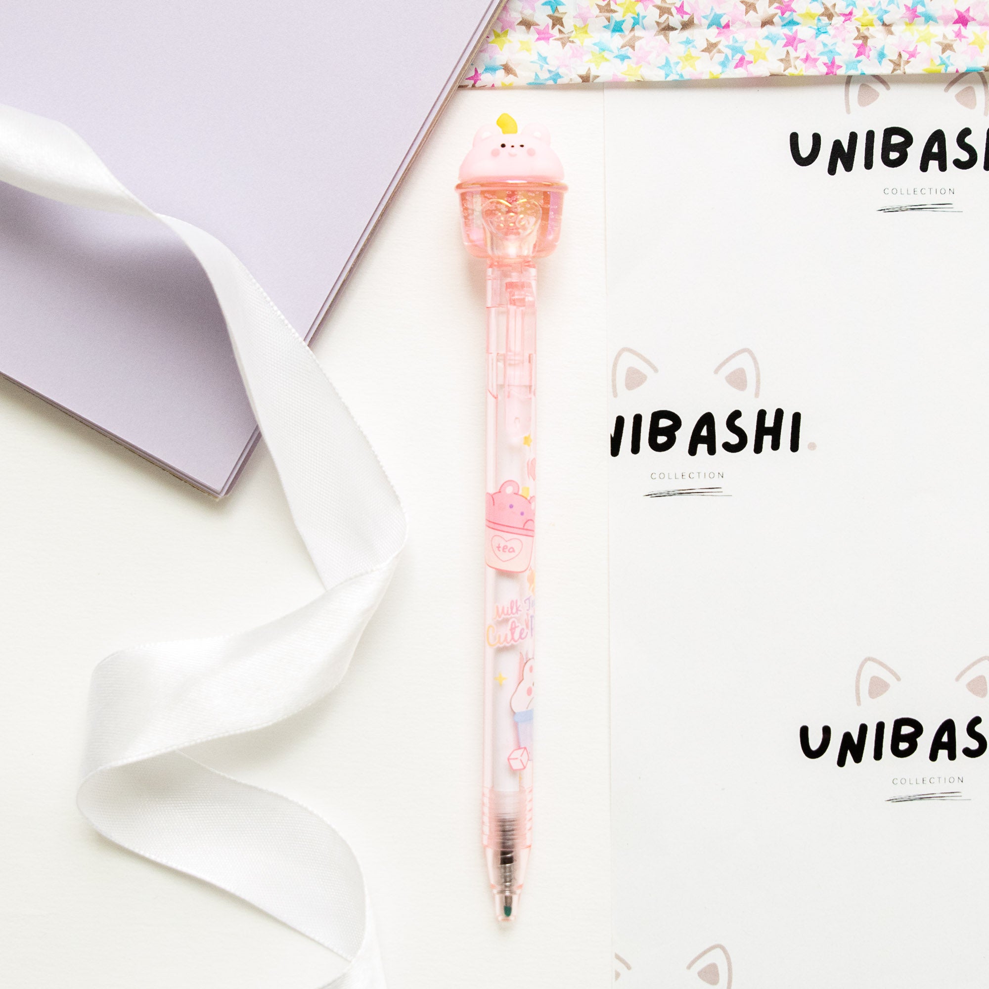 Stylo Gel Cristal Kawaii - Ourson & Bubble Tea