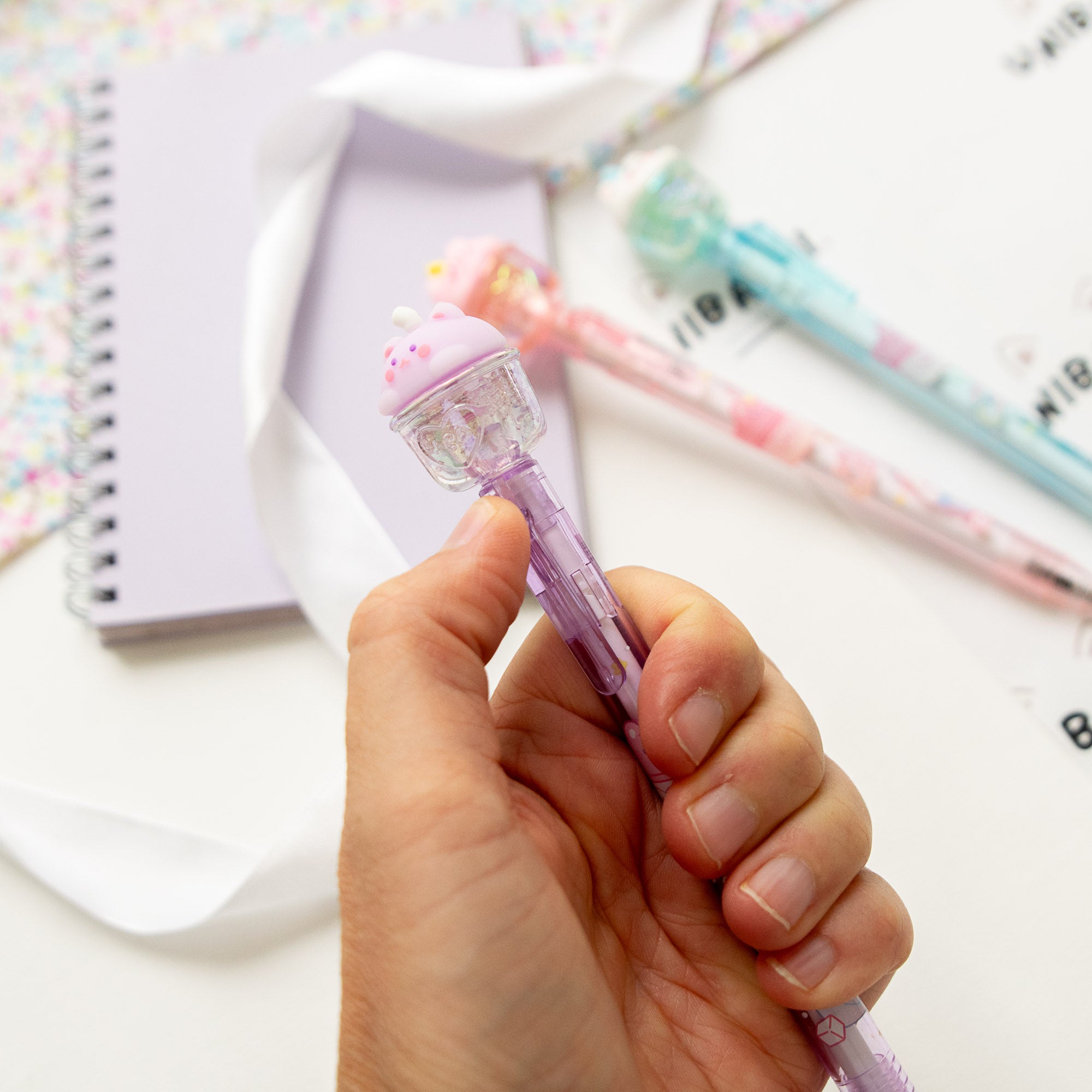Stylo Gel Cristal Kawaii - Ourson & Bubble Tea