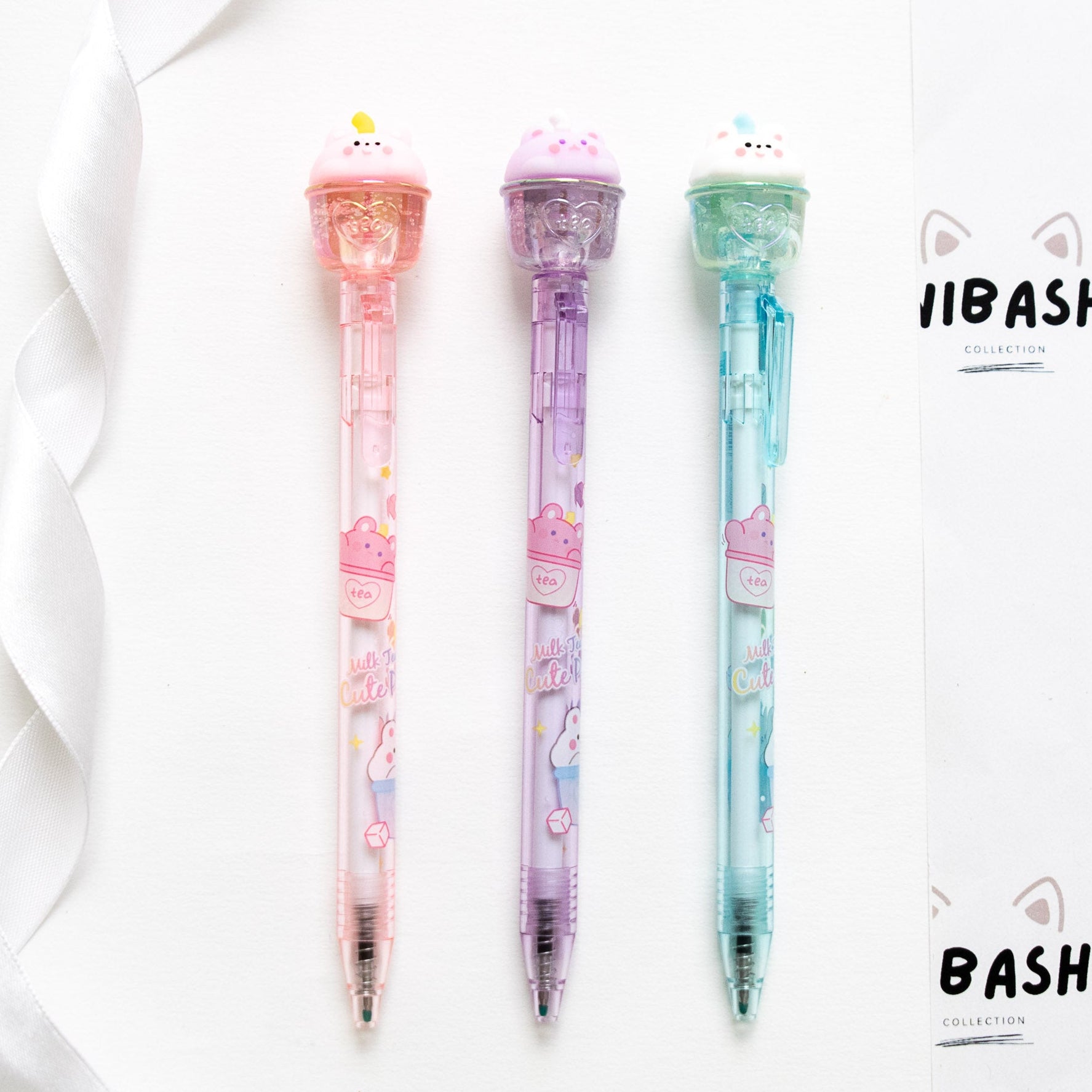 Stylo Gel Cristal Kawaii - Ourson & Bubble Tea