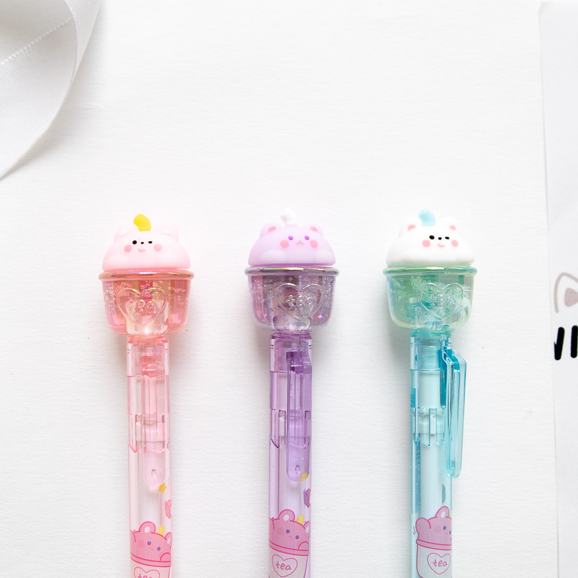 Stylo Gel Cristal Kawaii - Ourson & Bubble Tea