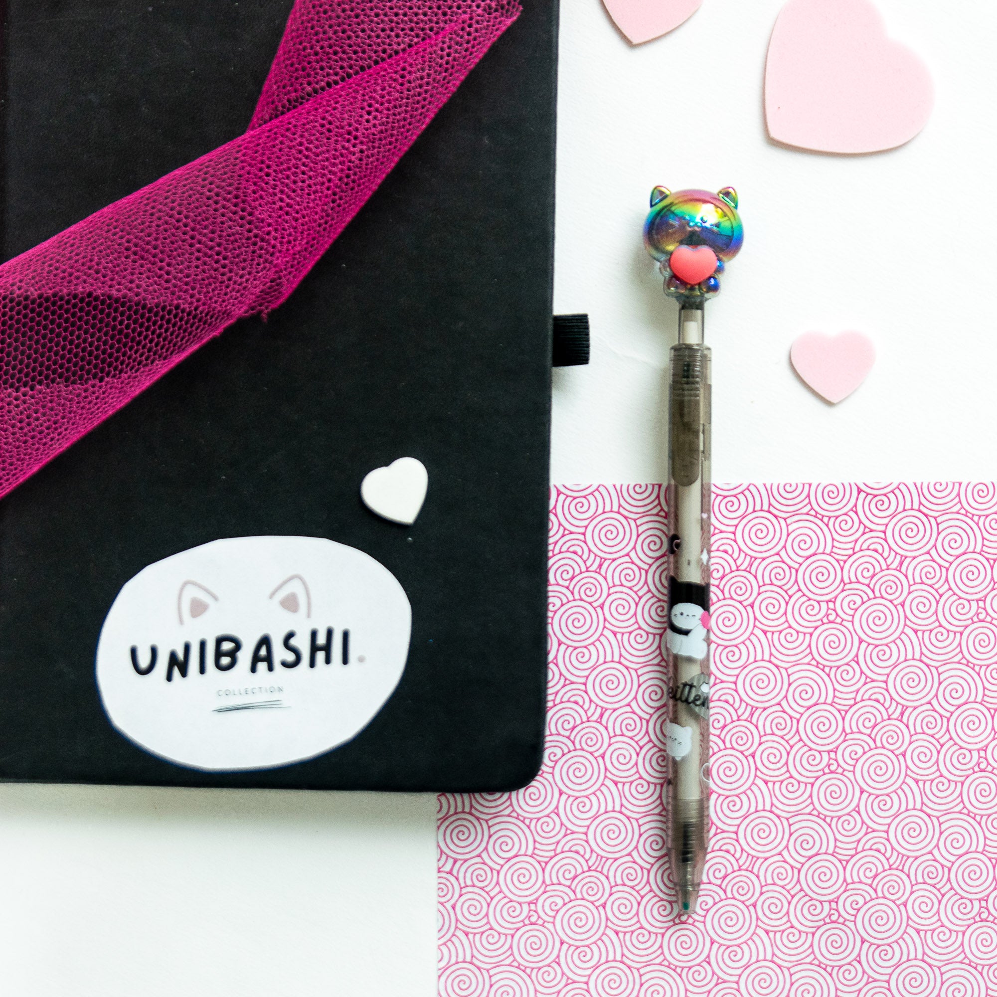 Stylo Gel Cristal Kawaii - Chat & Coeur