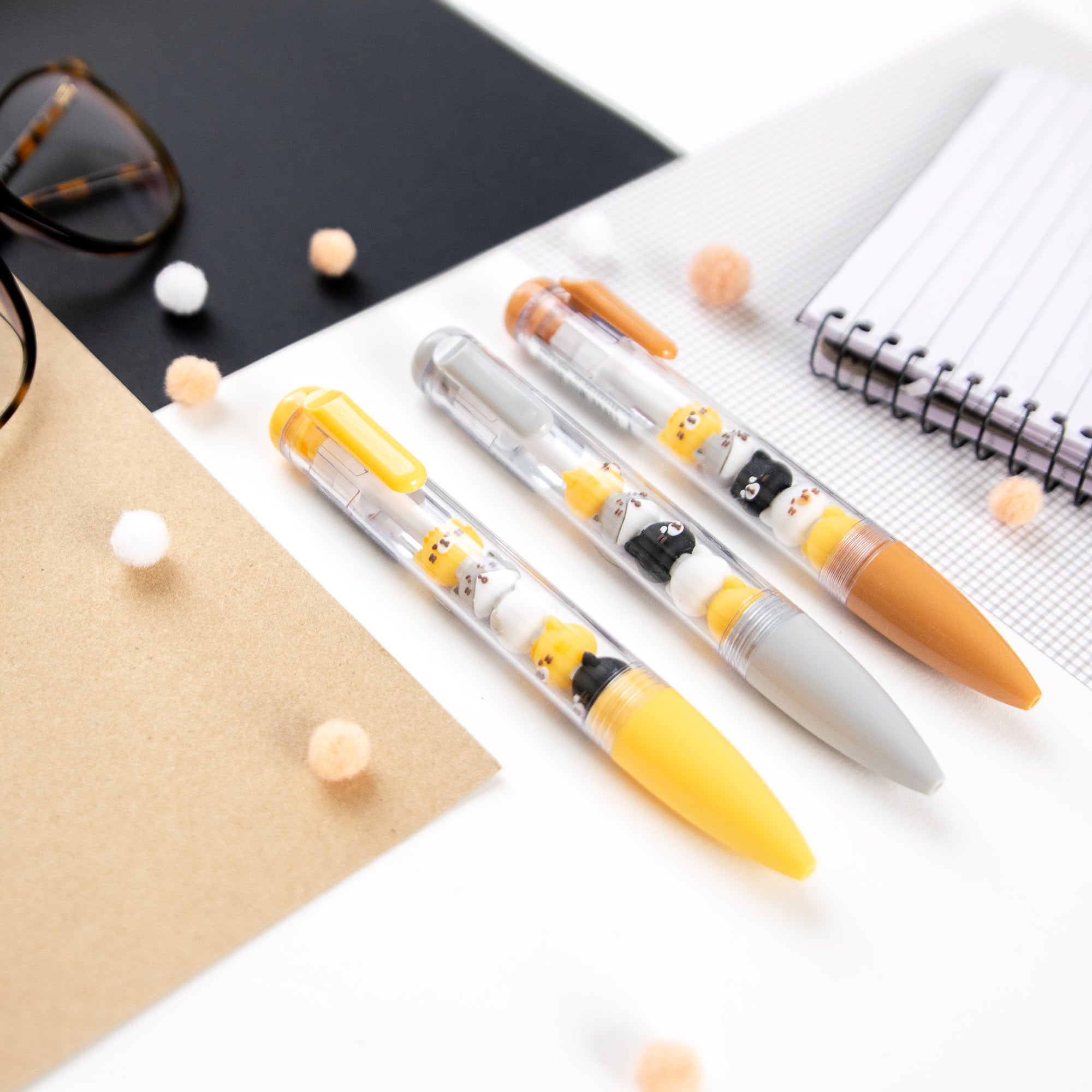 Stylo Kawaii - Mini Figurines Têtes de Chat