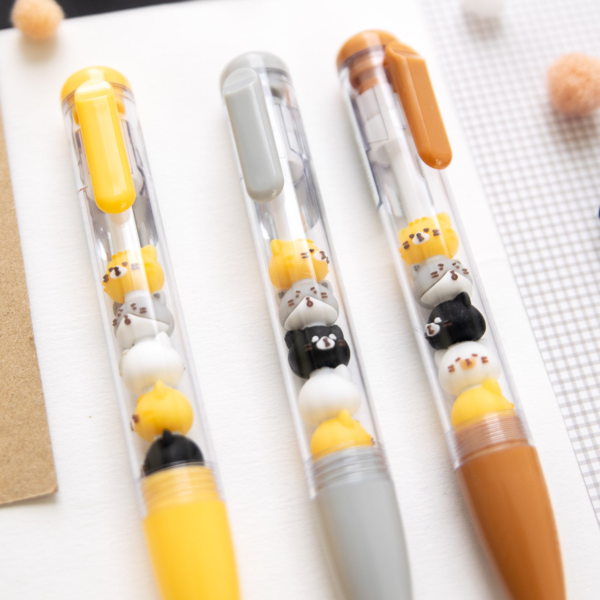 Stylo Kawaii - Mini Figurines Têtes de Chat