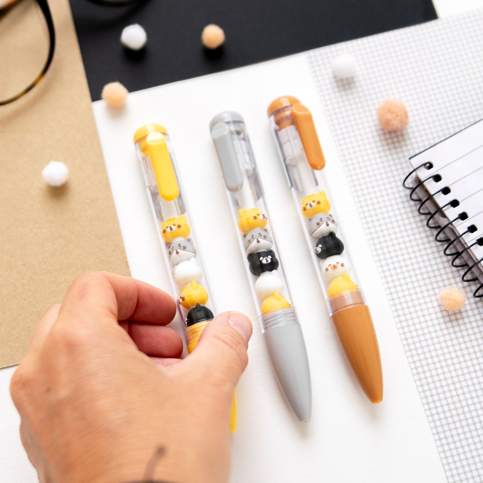 Stylo Kawaii - Mini Figurines Têtes de Chat