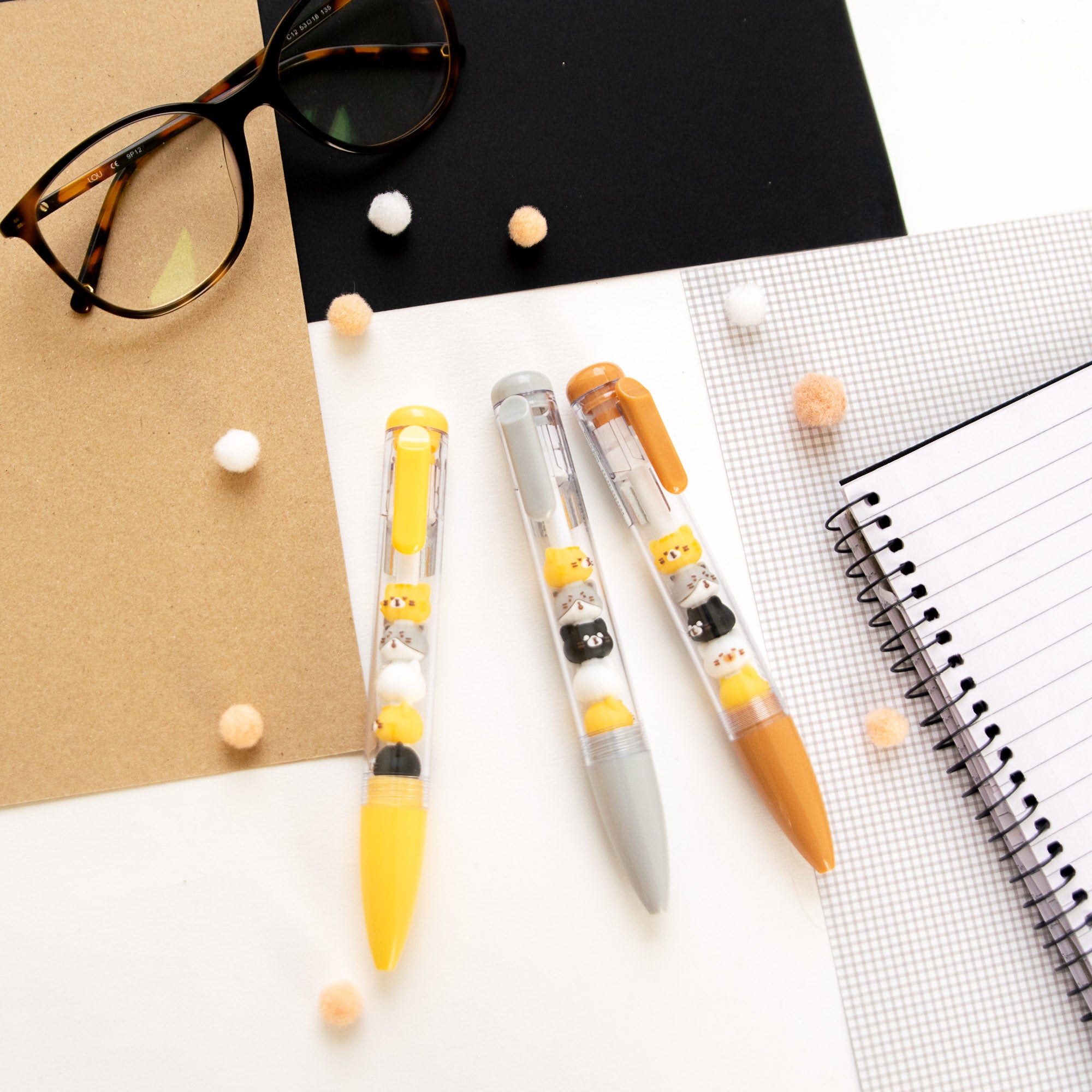 Stylo Kawaii - Mini Figurines Têtes de Chat