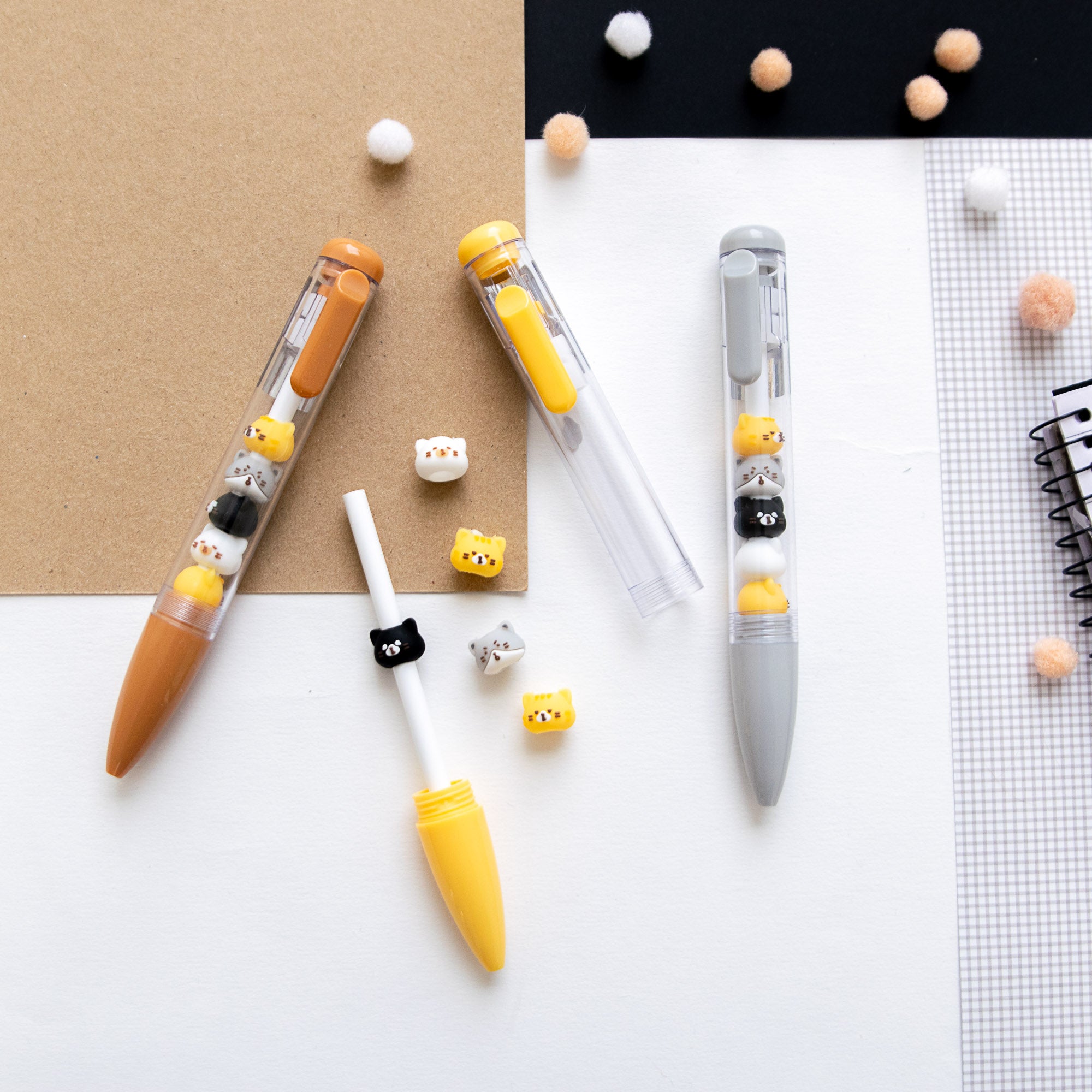 Stylo Kawaii - Mini Figurines Têtes de Chat