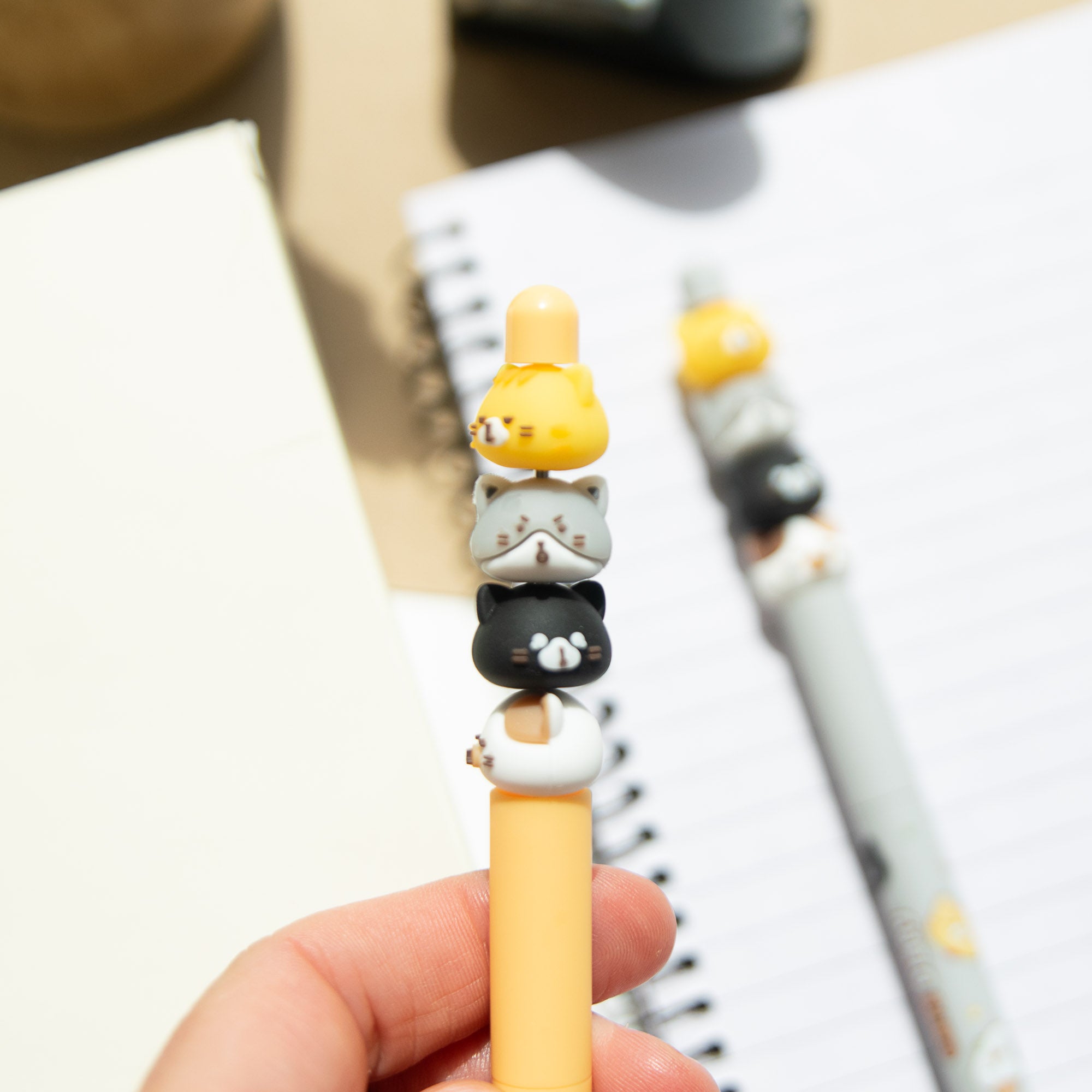 Stylo Kawaii - Mini Figurines Chat Empilés