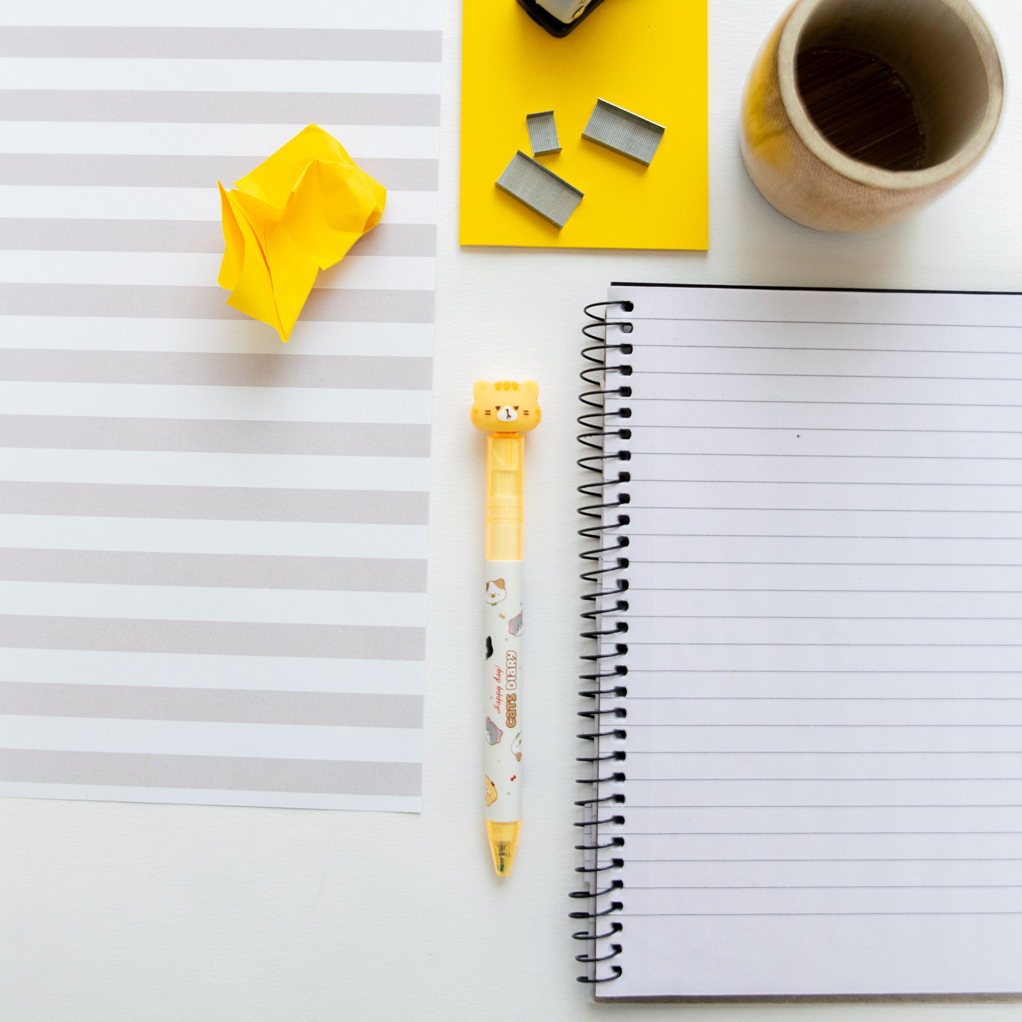 Stylo Gel Kawaii Anti Stress - Chat Tournicoti