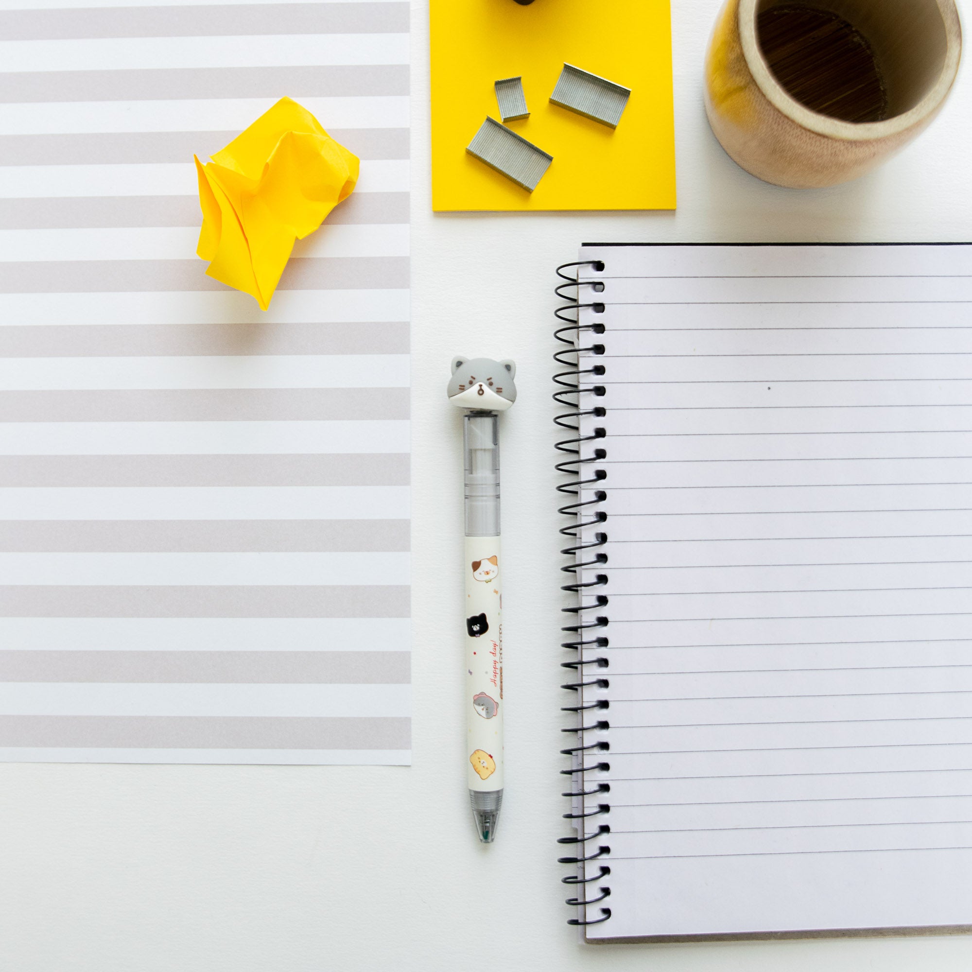 Stylo Gel Kawaii Anti Stress - Chat Tournicoti