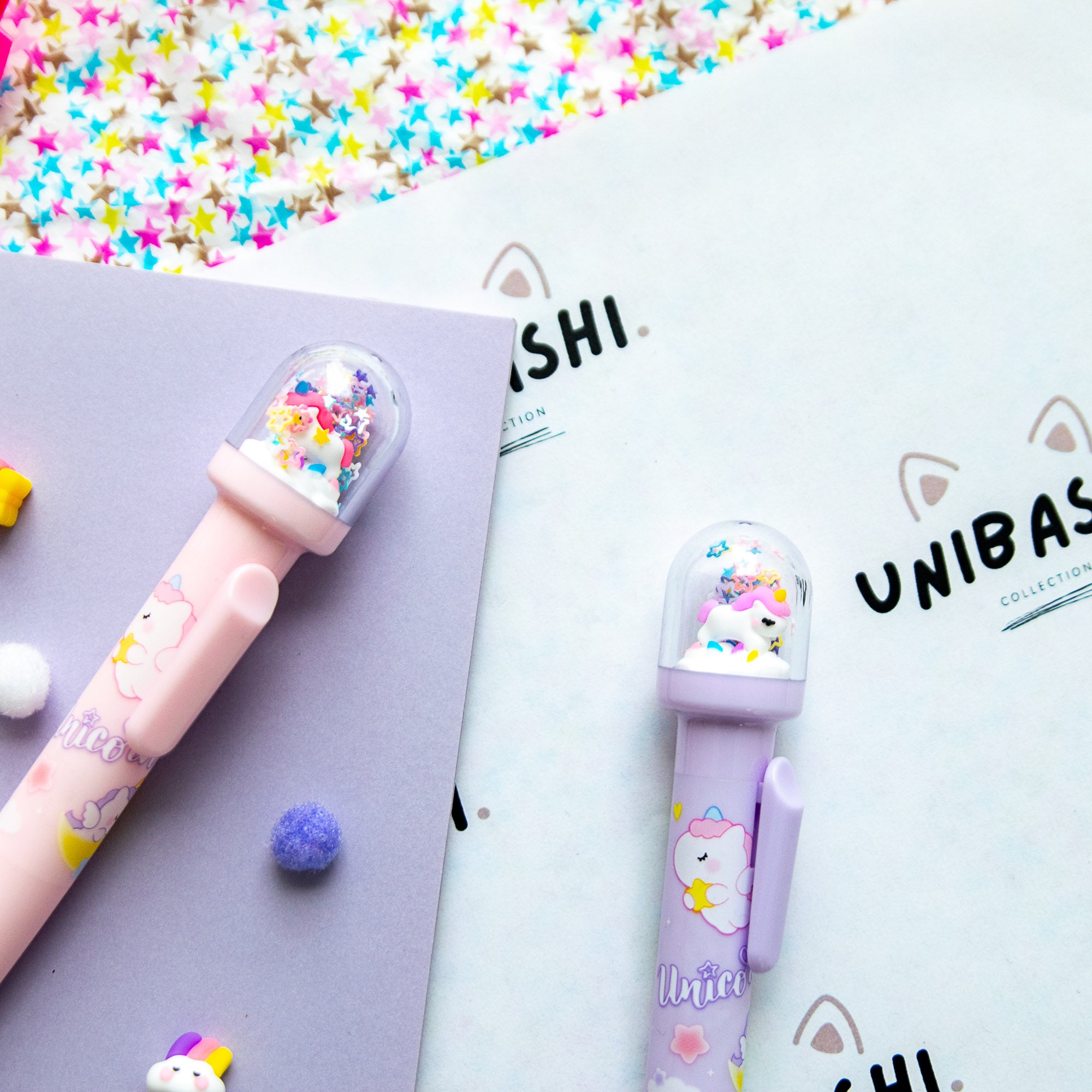 Stylo Kawaii Boule à neige – Licorne