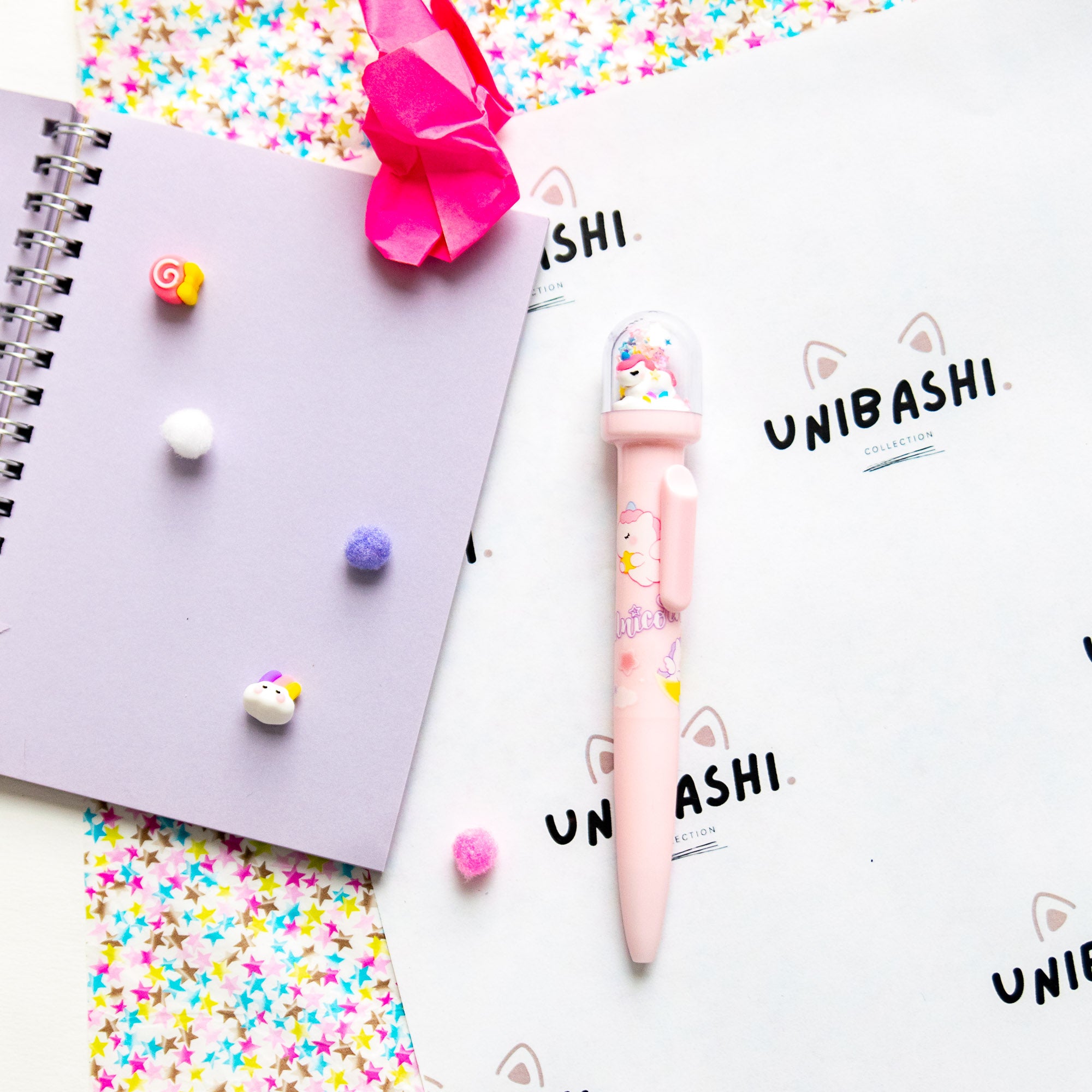 Stylo Kawaii Boule à neige – Licorne