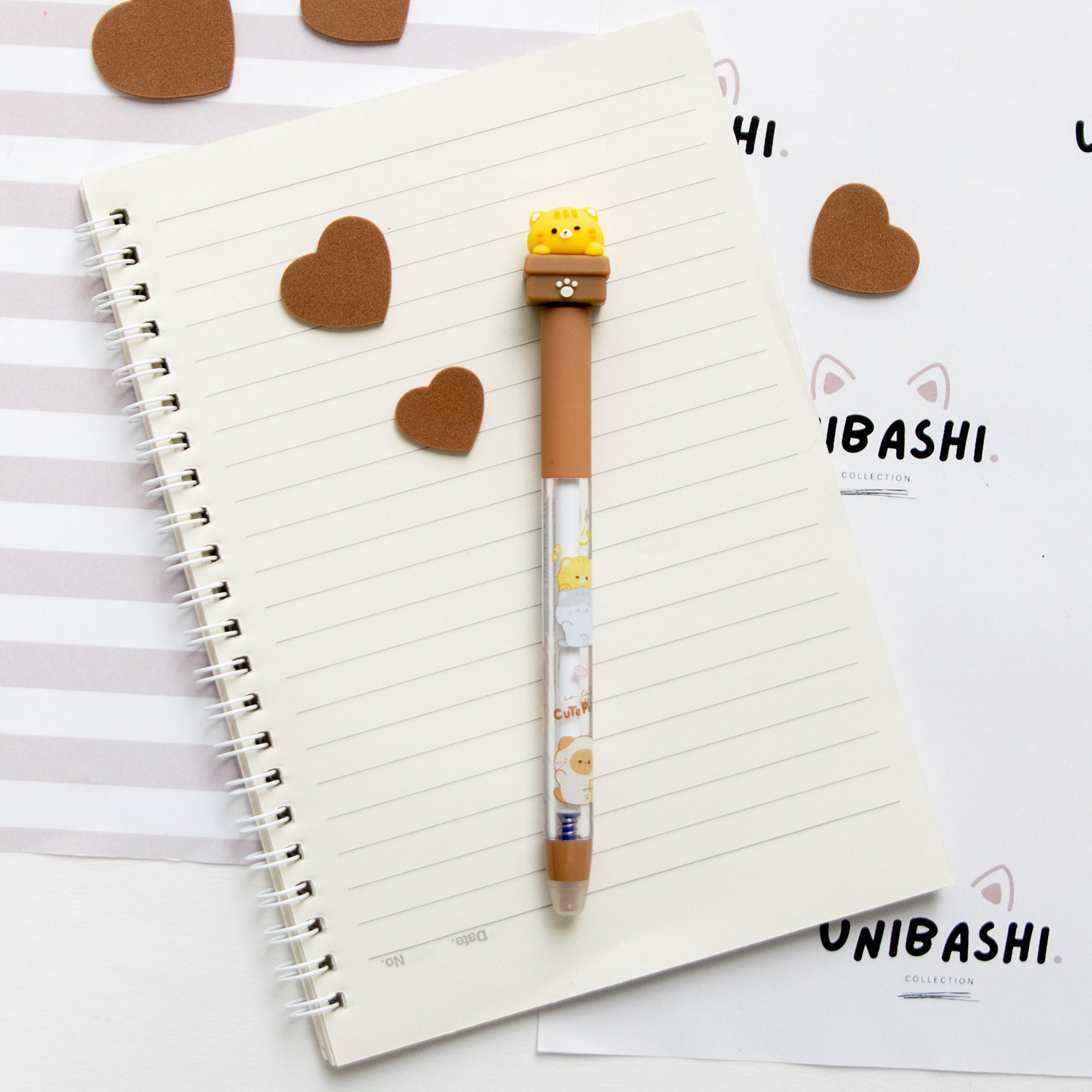 Stylo Effaçable et Anti Stress - Chat Curieux Tournicoti