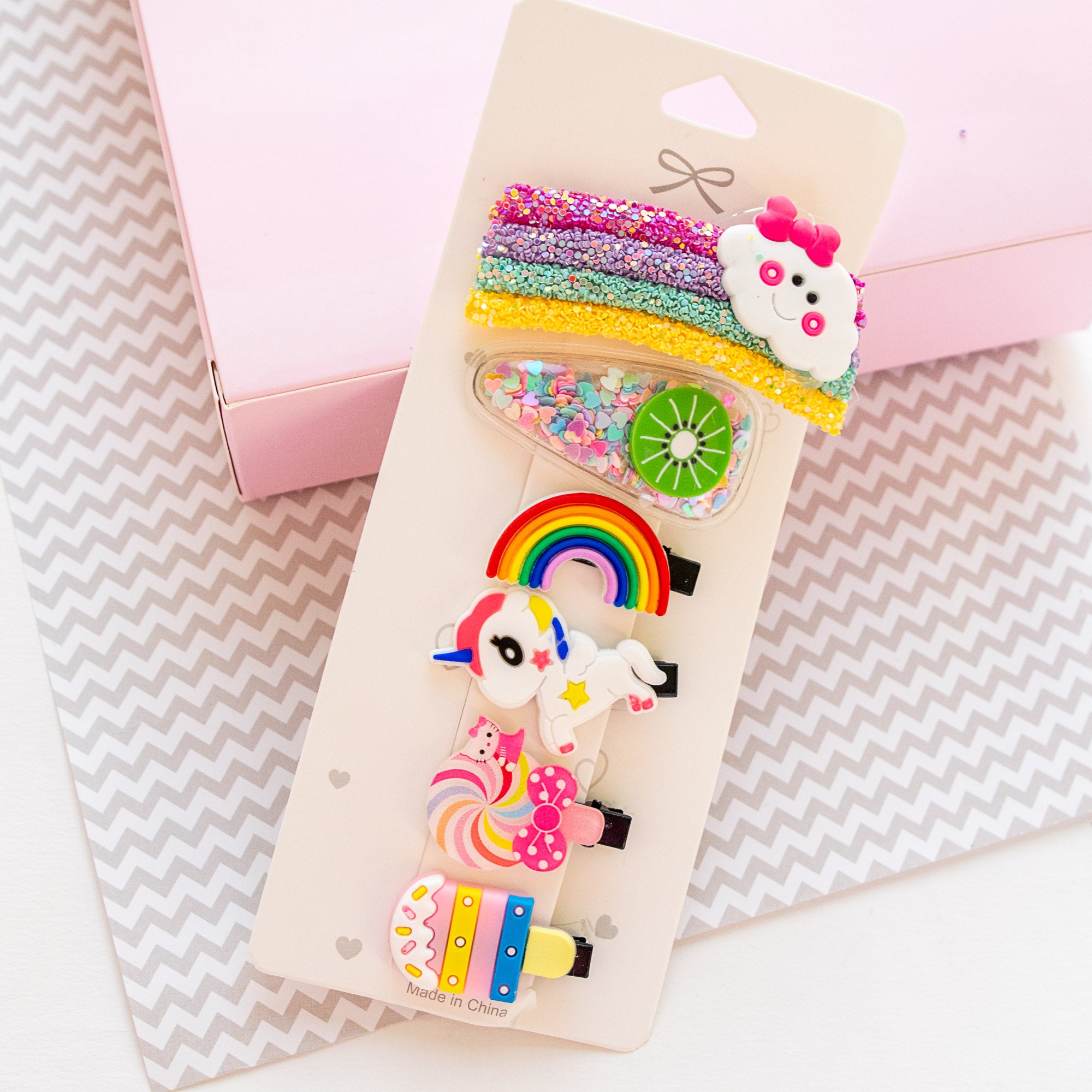 Pinces à cheveux Arc-en-ciel, licorne, glace & Kiwi