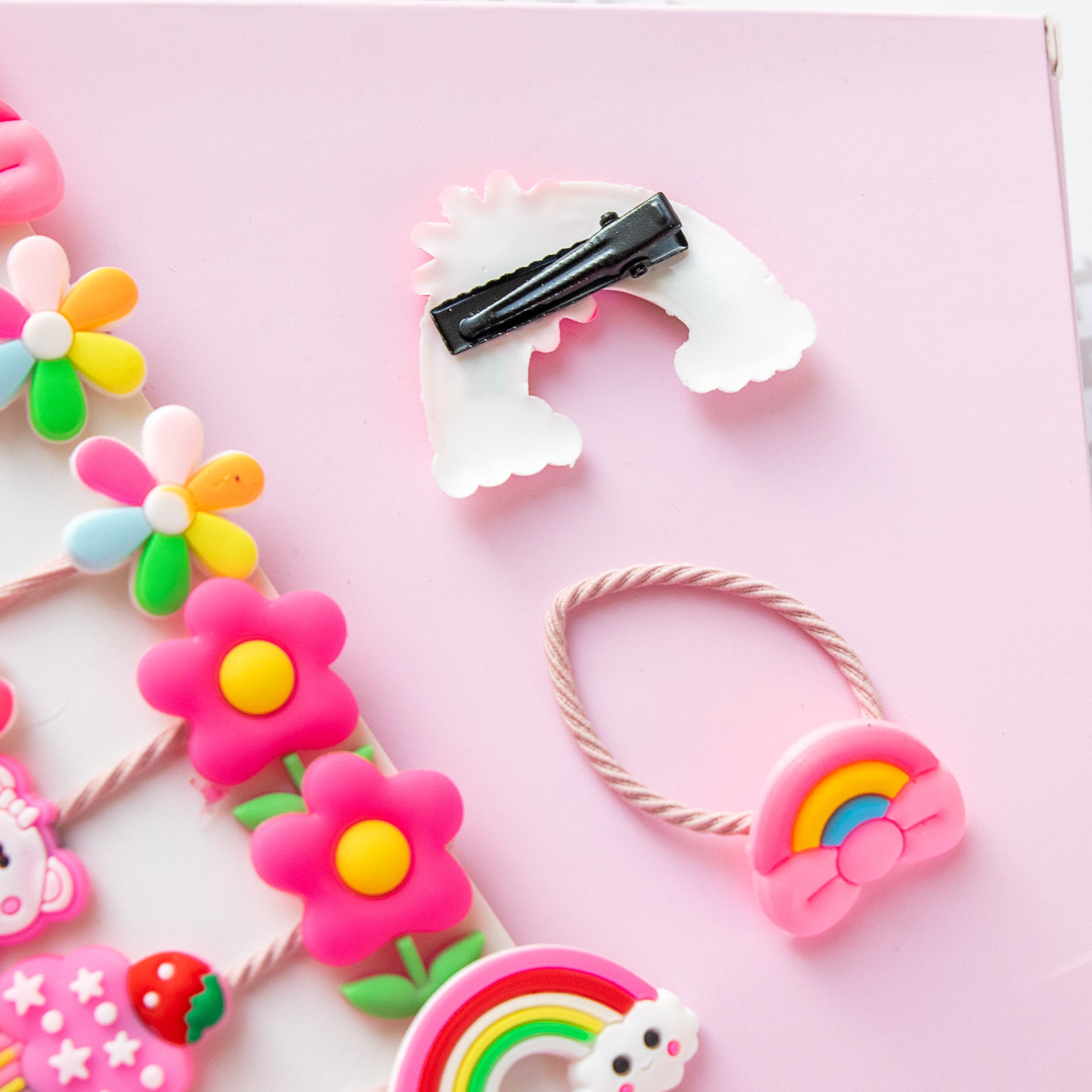 Pinces et élastiques à cheveux Rose