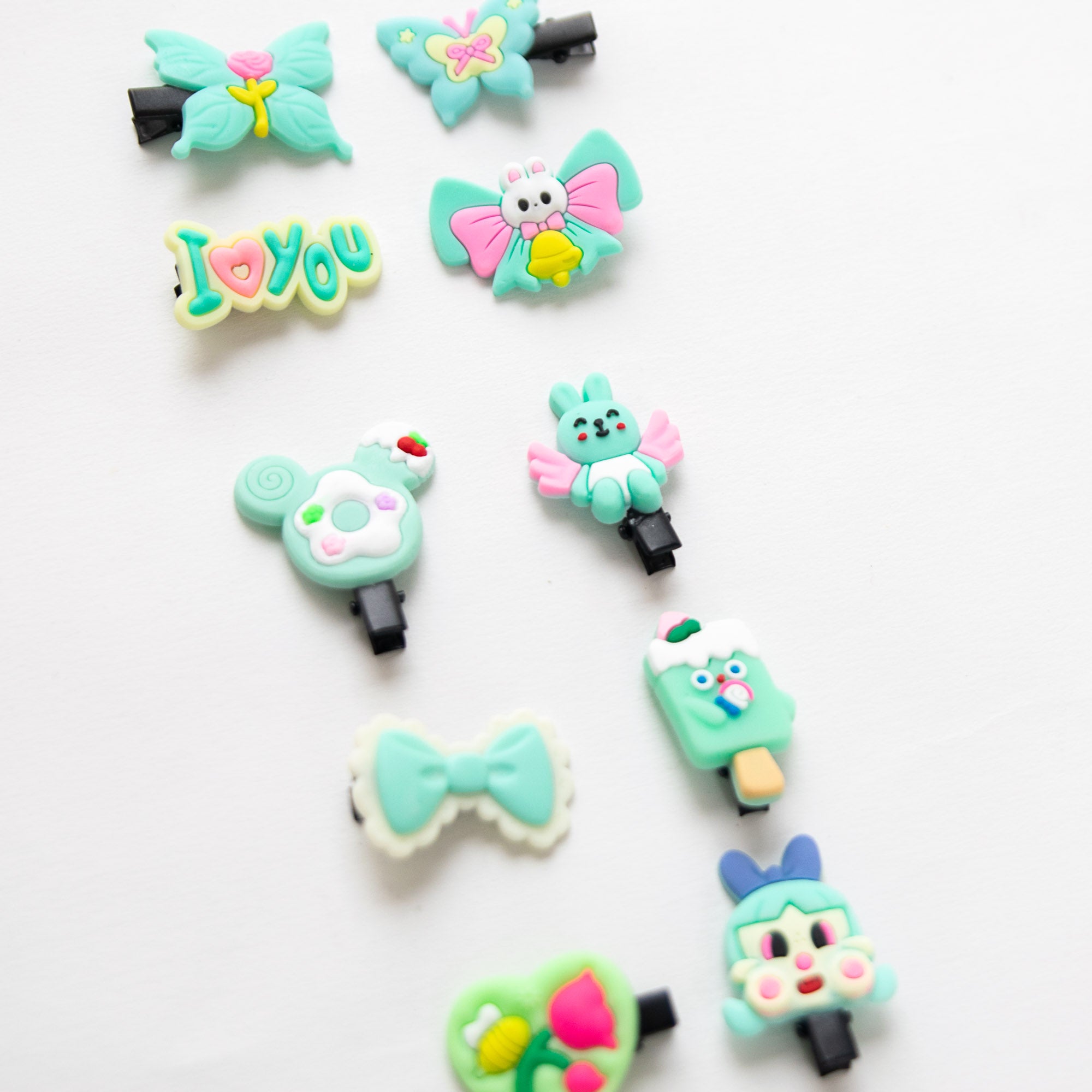 Pinces à cheveux Papillons, Lapins & Bonbons, 10 pièces