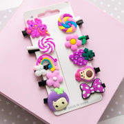 Pinces à cheveux Fleurs, Bonbons & Arc-en-Ciel, 10 pièces
