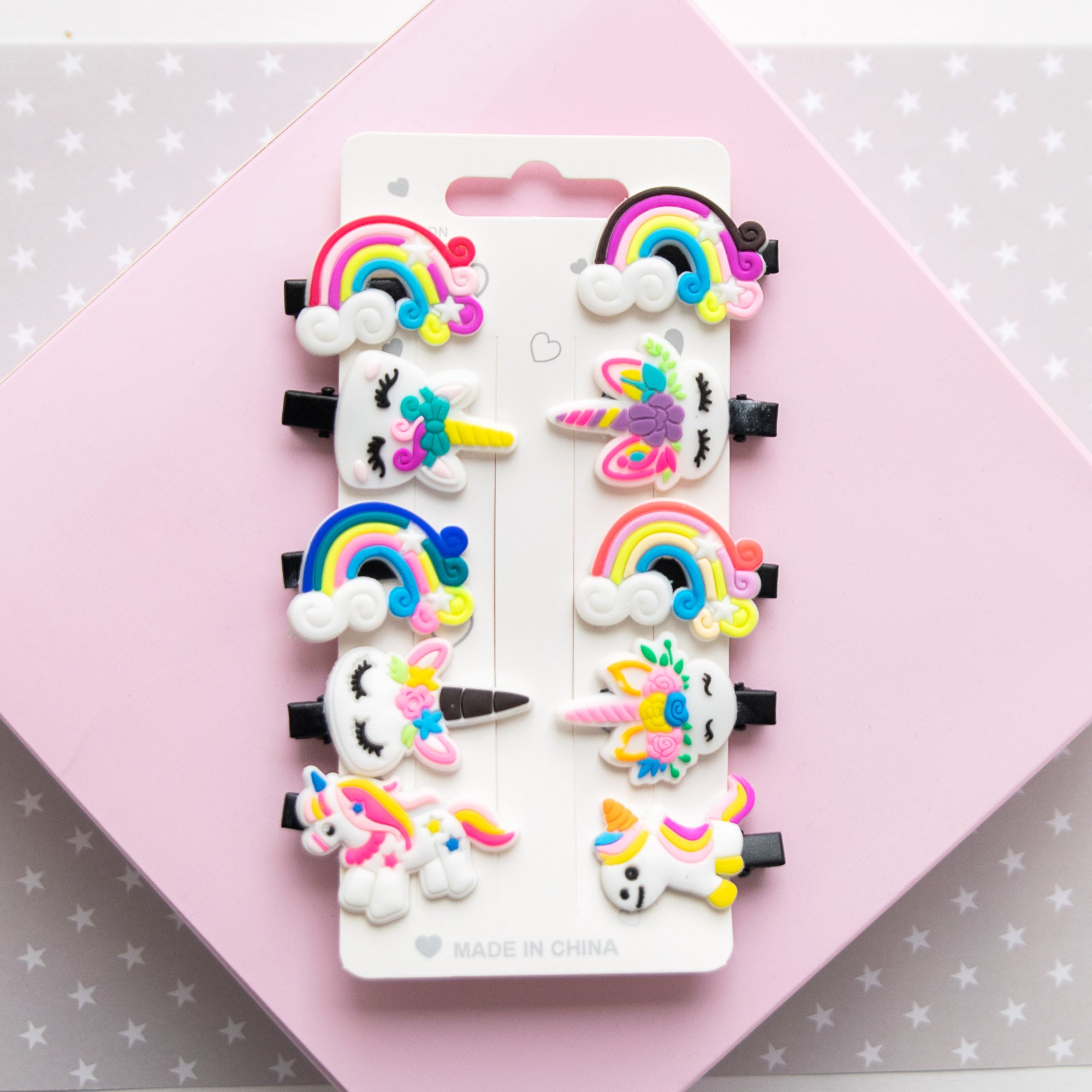 Pinces à cheveux Licornes & Arc-en-ciel, 10 pièces