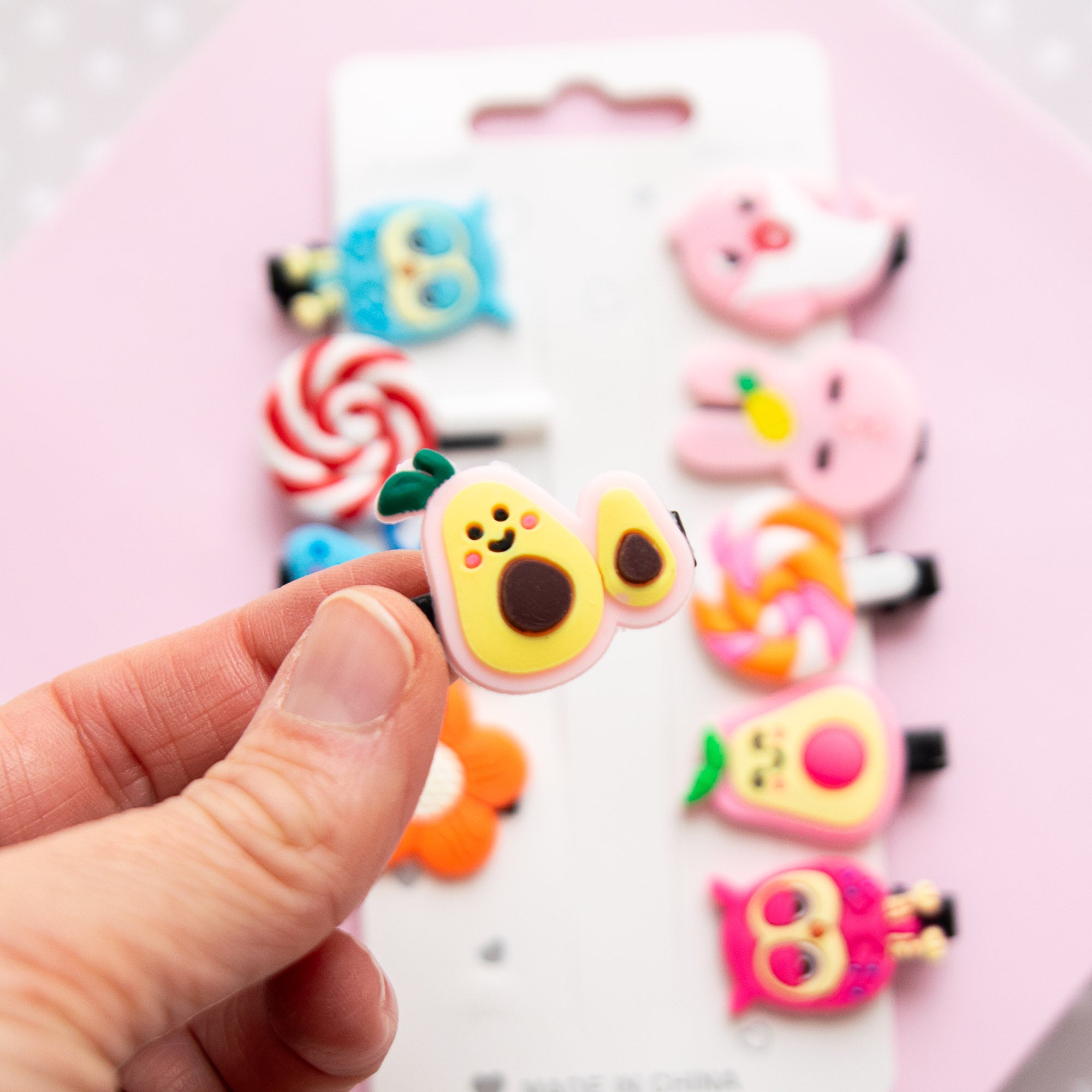 Pinces à cheveux Animaux, Bonbons & Fruits ,10 pièces