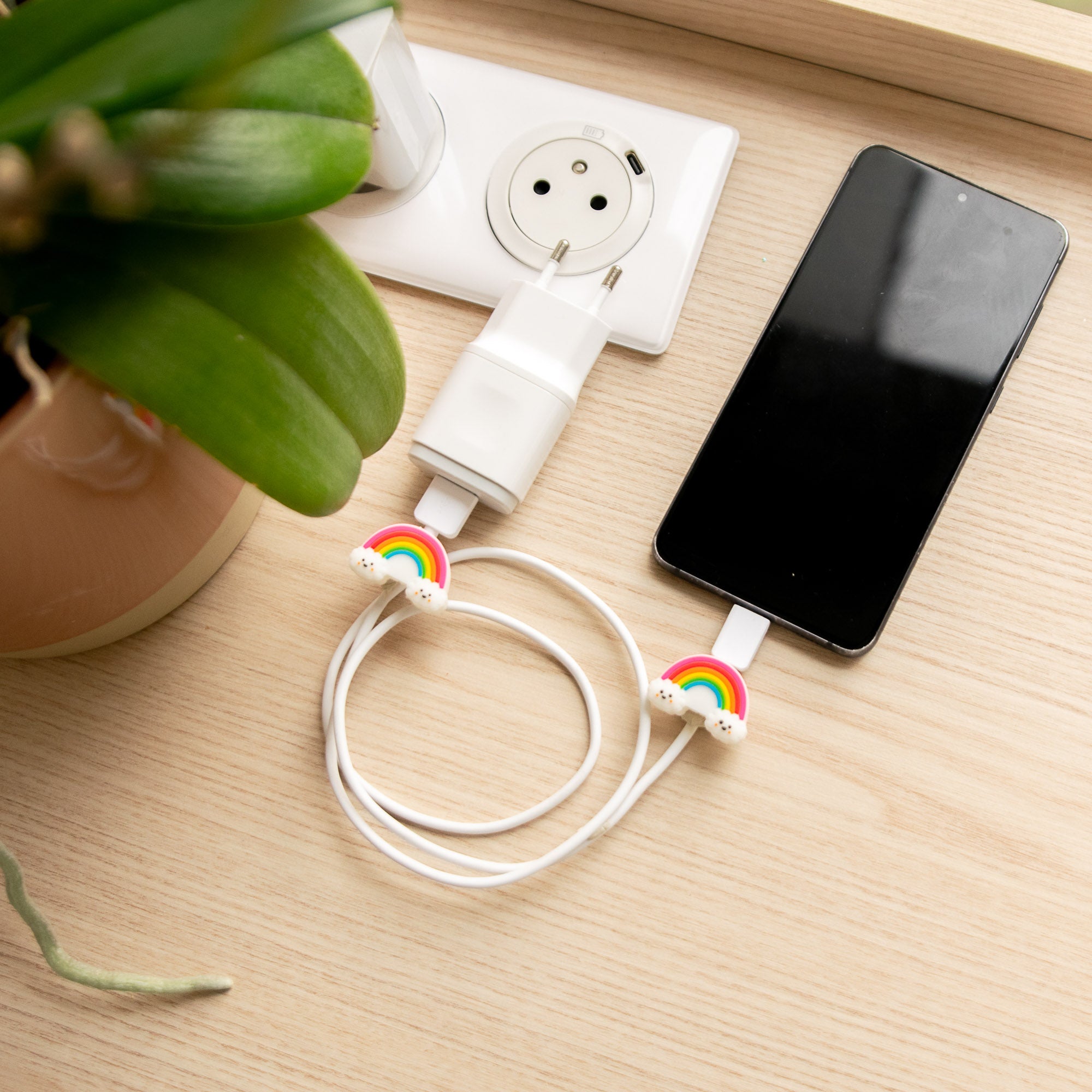 Protège-câble Kawaii USB Arc-en-Ciel