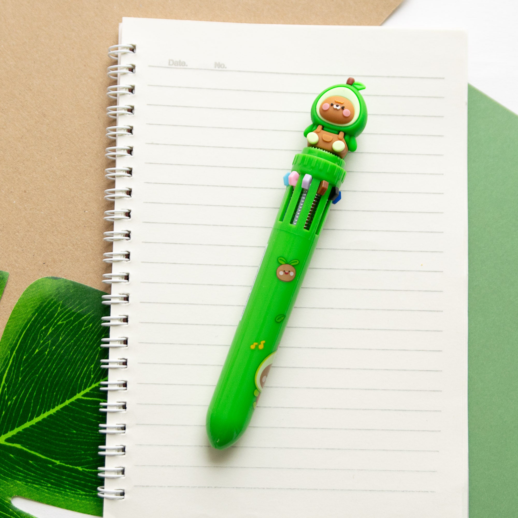 Stylo Kawaii 10 couleurs - Ourson Avocat