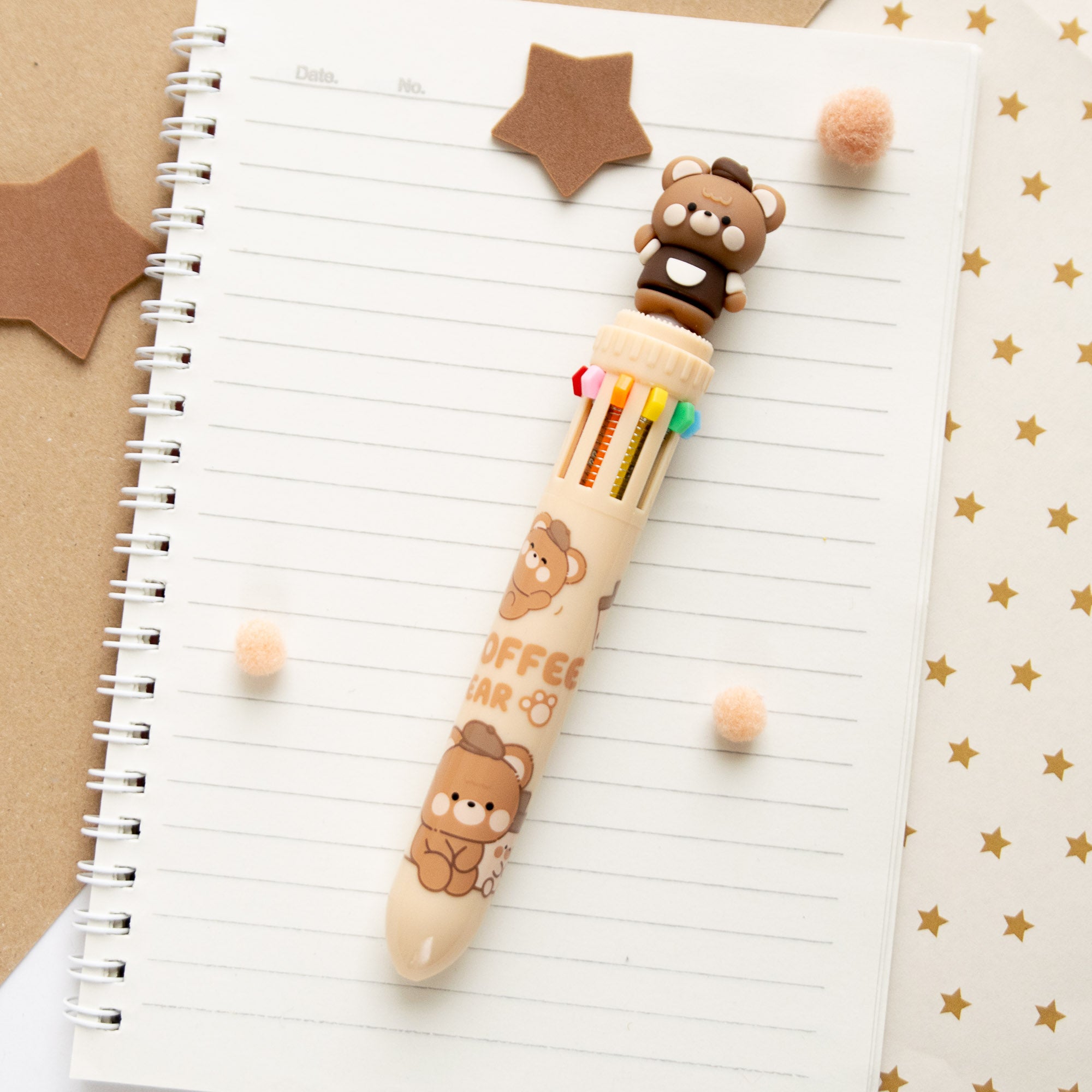 Stylo Kawaii 10 couleurs - Ourson Café