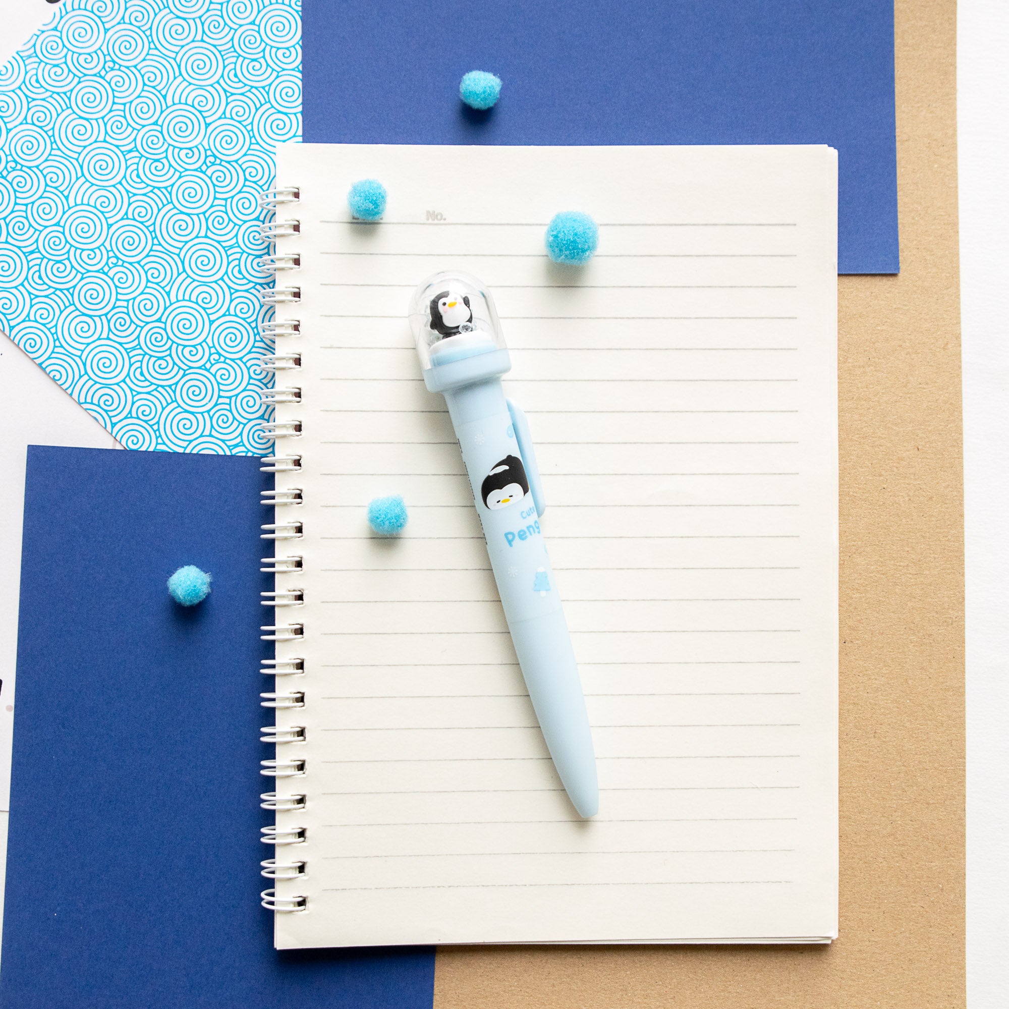 Stylo Kawaii Boule à neige – Pingouin
