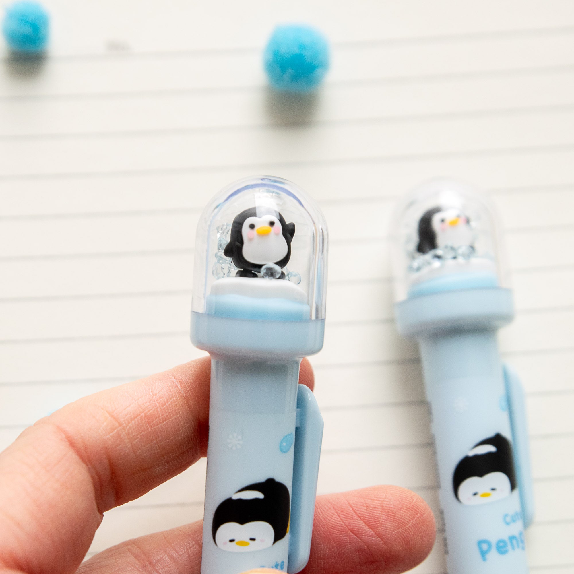 Stylo Kawaii Boule à neige – Pingouin