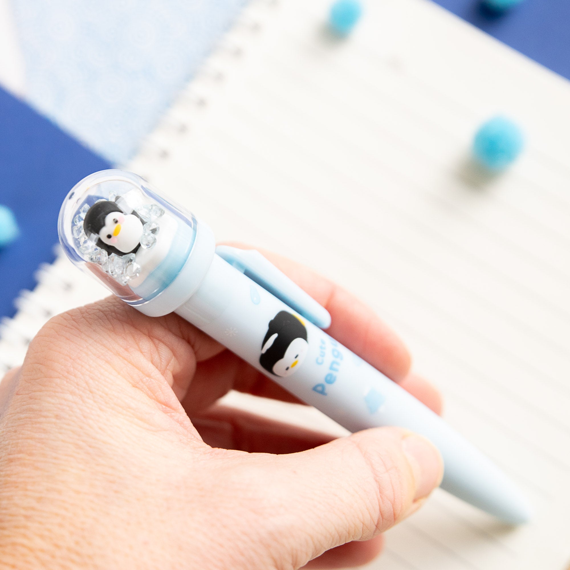 Stylo Kawaii Boule à neige – Pingouin