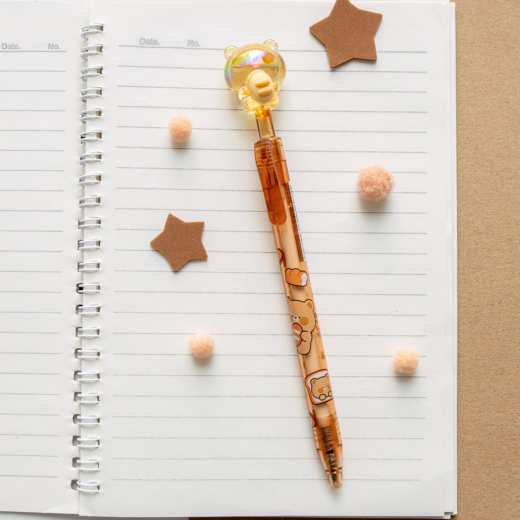 Stylo Gel Cristal Kawaii - Ourson & Brioche