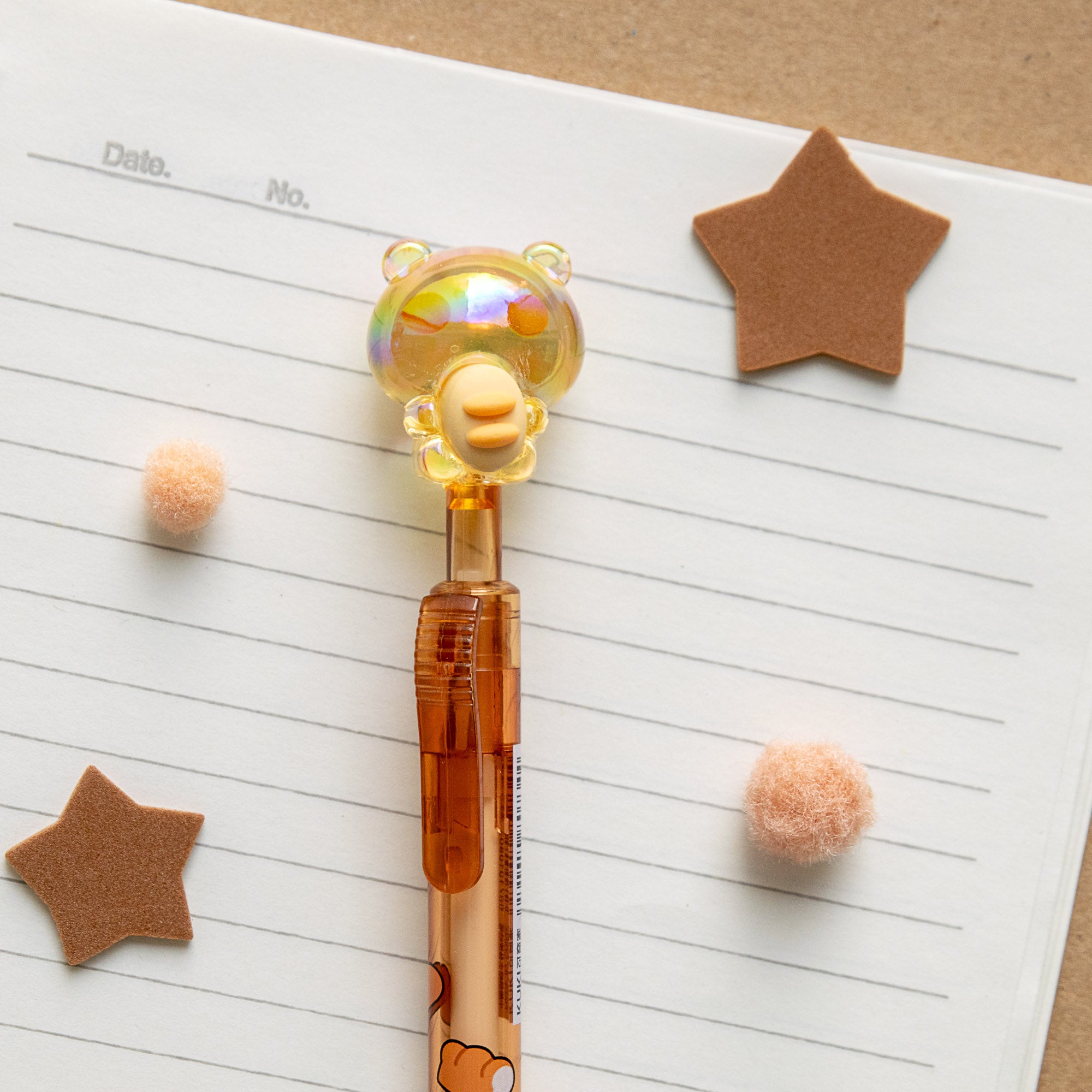 Stylo Gel Cristal Kawaii - Ourson & Brioche