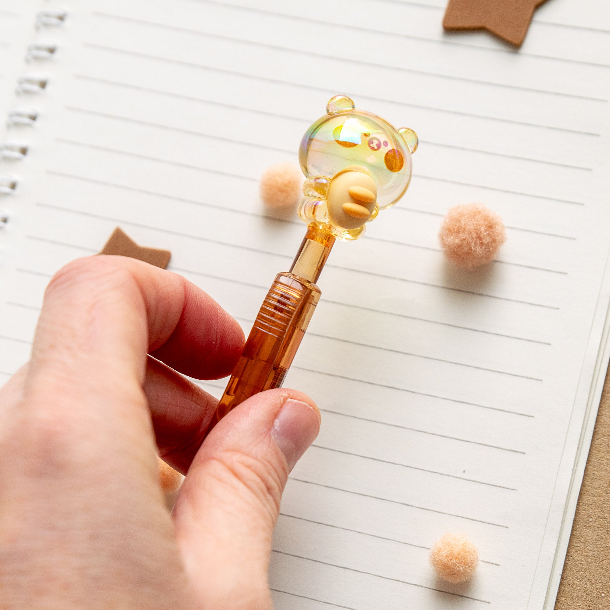 Stylo Gel Cristal Kawaii - Ourson & Brioche