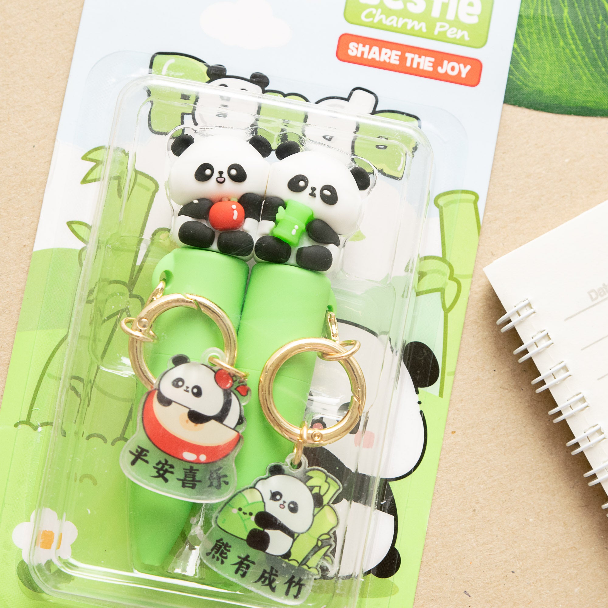 Duo Stylos Porte-clés Kawaii Panda BFF
