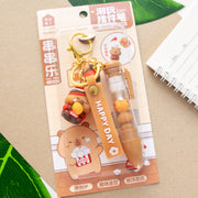 Stylo Porte-clés Kawaii Capybara & Chicken Wing