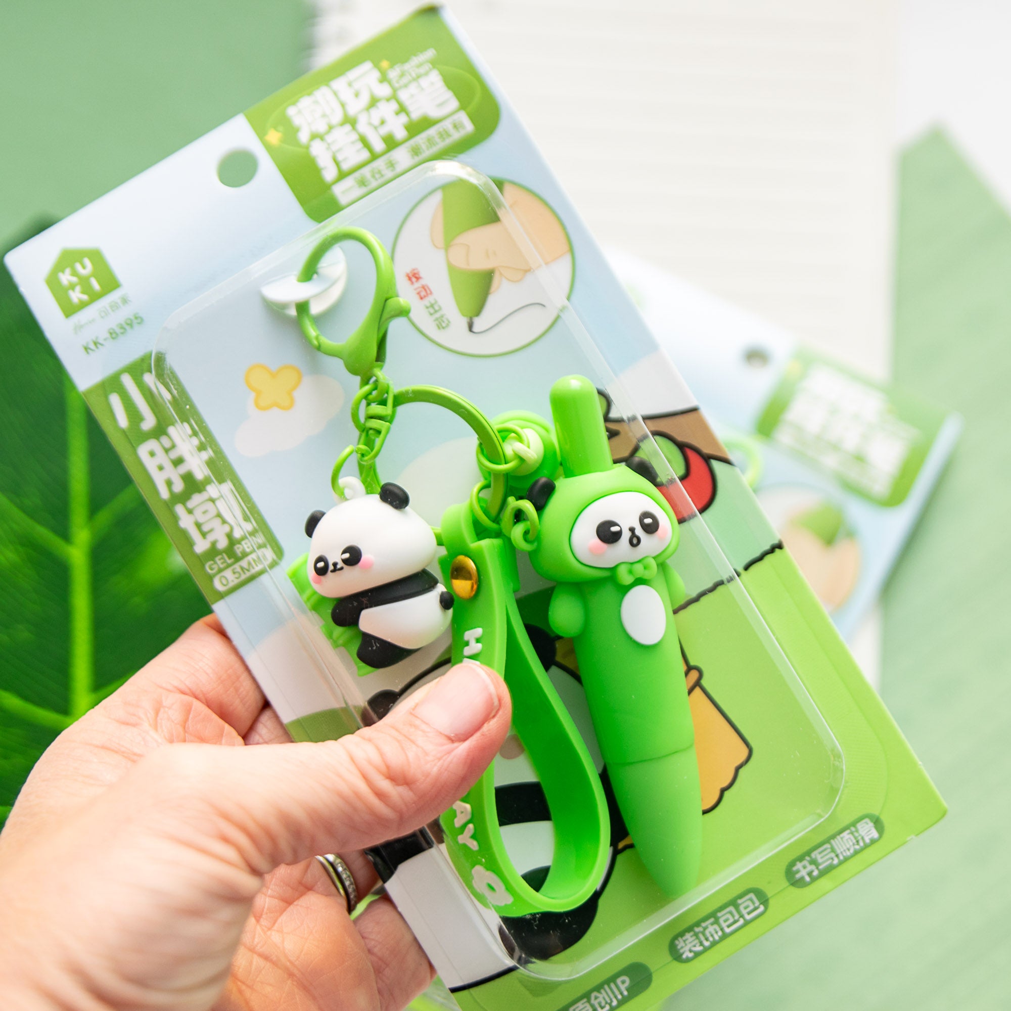 Stylo Porte-clés Kawaii Panda & Bambou