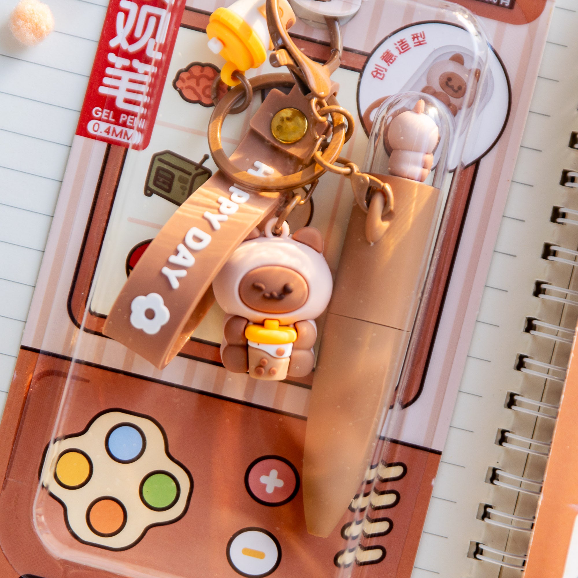 Stylo Porte-clés Kawaii Doggy Cat & Bubble Tea