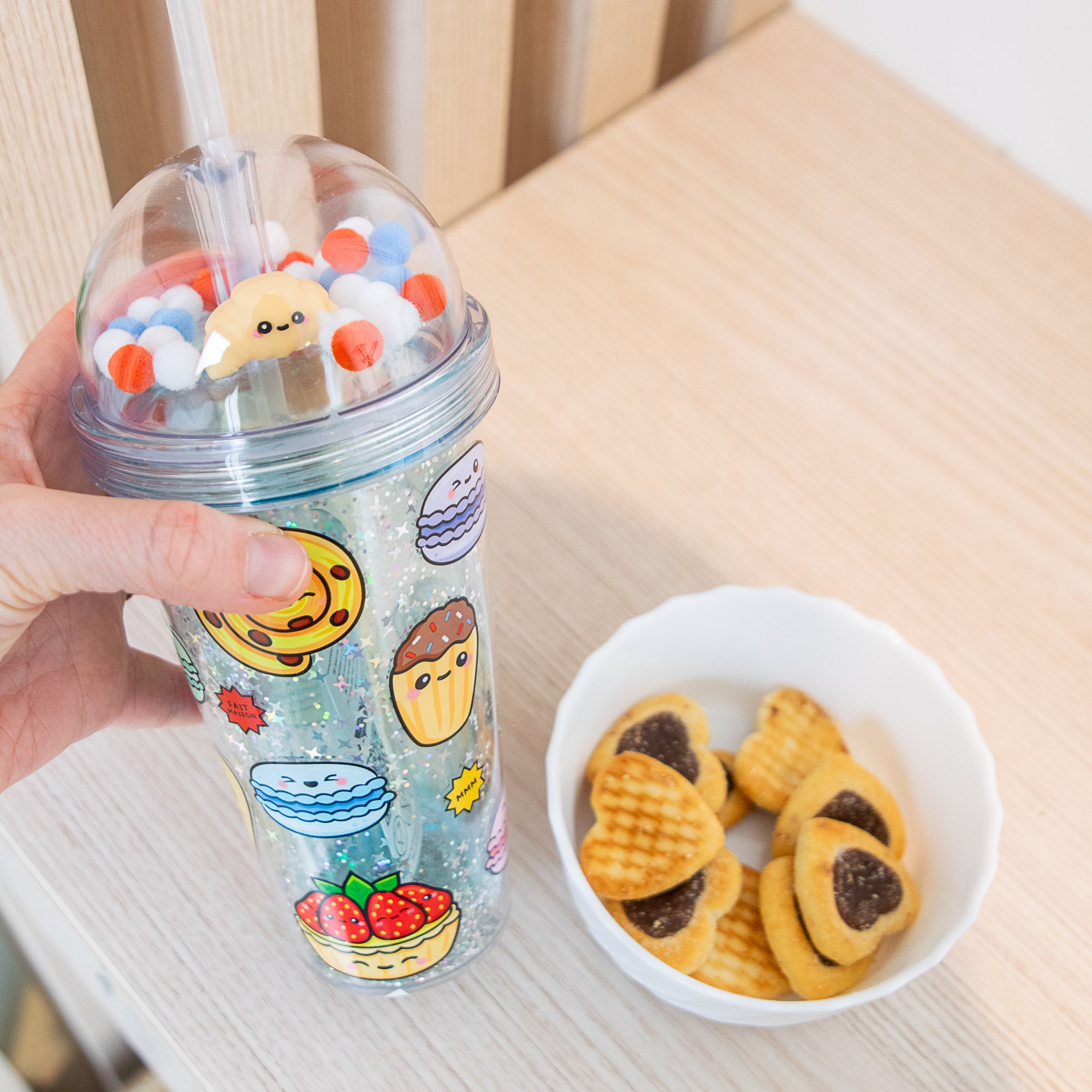 Gobelet Incassable avec Paille - Viennoiserie- 500 ml